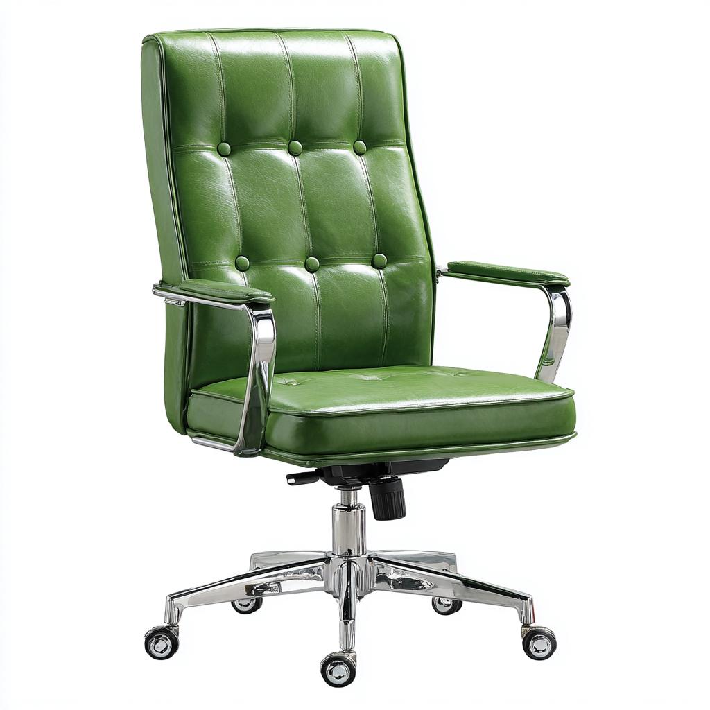 Chaise de bureau en revêtement et structure métallique 62x62x95 cm - vert - siège de bureau pivotant - design classique-Gazensahome