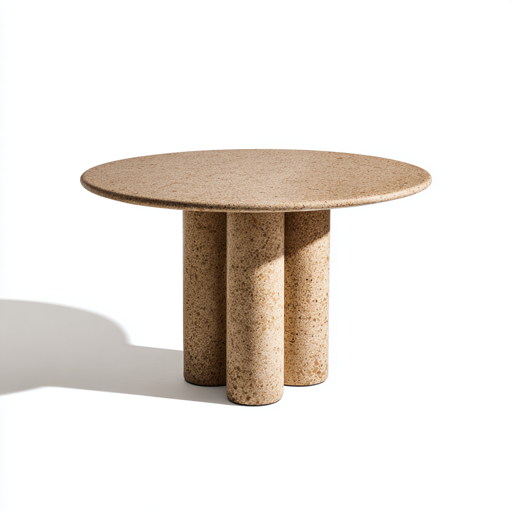 Table de jardin ronde en pierre 100x100x75 cm - marron - table pour extérieur - design moderne-Gazensahome