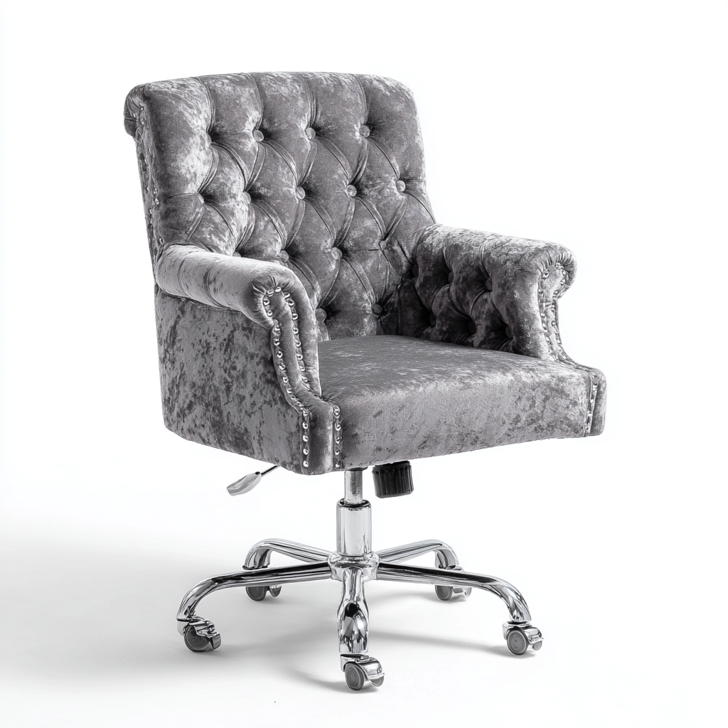 Chaise de bureau en tissu capitonné 65x65x95 cm - gris - style classique pour espace de travail-Gazensahome