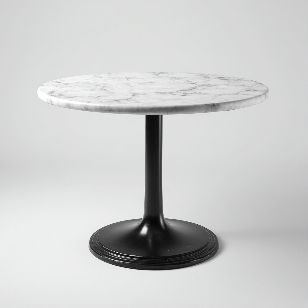 Table à manger ronde 90x90x75 cm - blanc-noir - table de repas - design moderne-Gazensahome