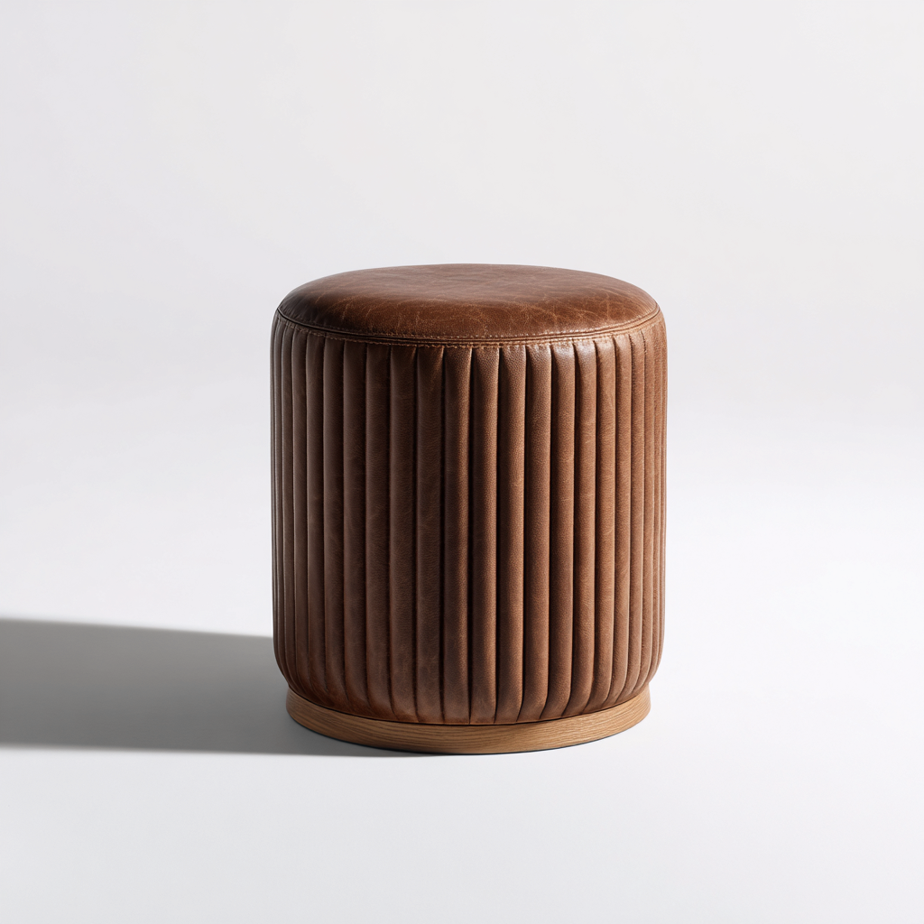 Pouf rembourré similicuir 40x40x45 cm - marron - assise d'appoint design contemporain-Gazensahome