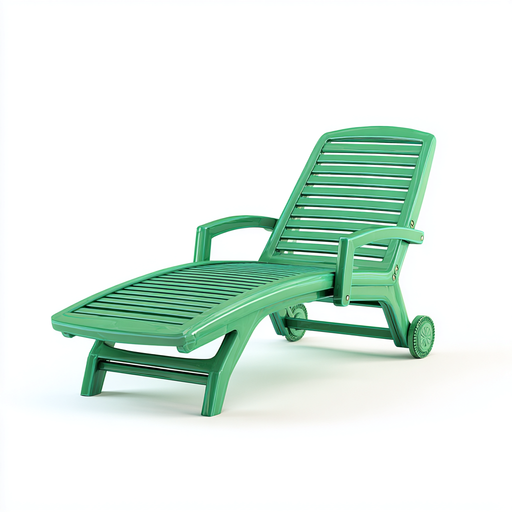 Transat de jardin en plastique avec dossier réglable et roulettes 195x65x90 cm - vert - design pratique extérieur-Gazensahome