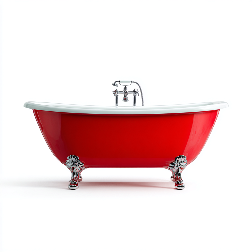 Baignoire-Acrylique-171x77x61cm-Rouge-Blanc-Style classique-Dadorjahome