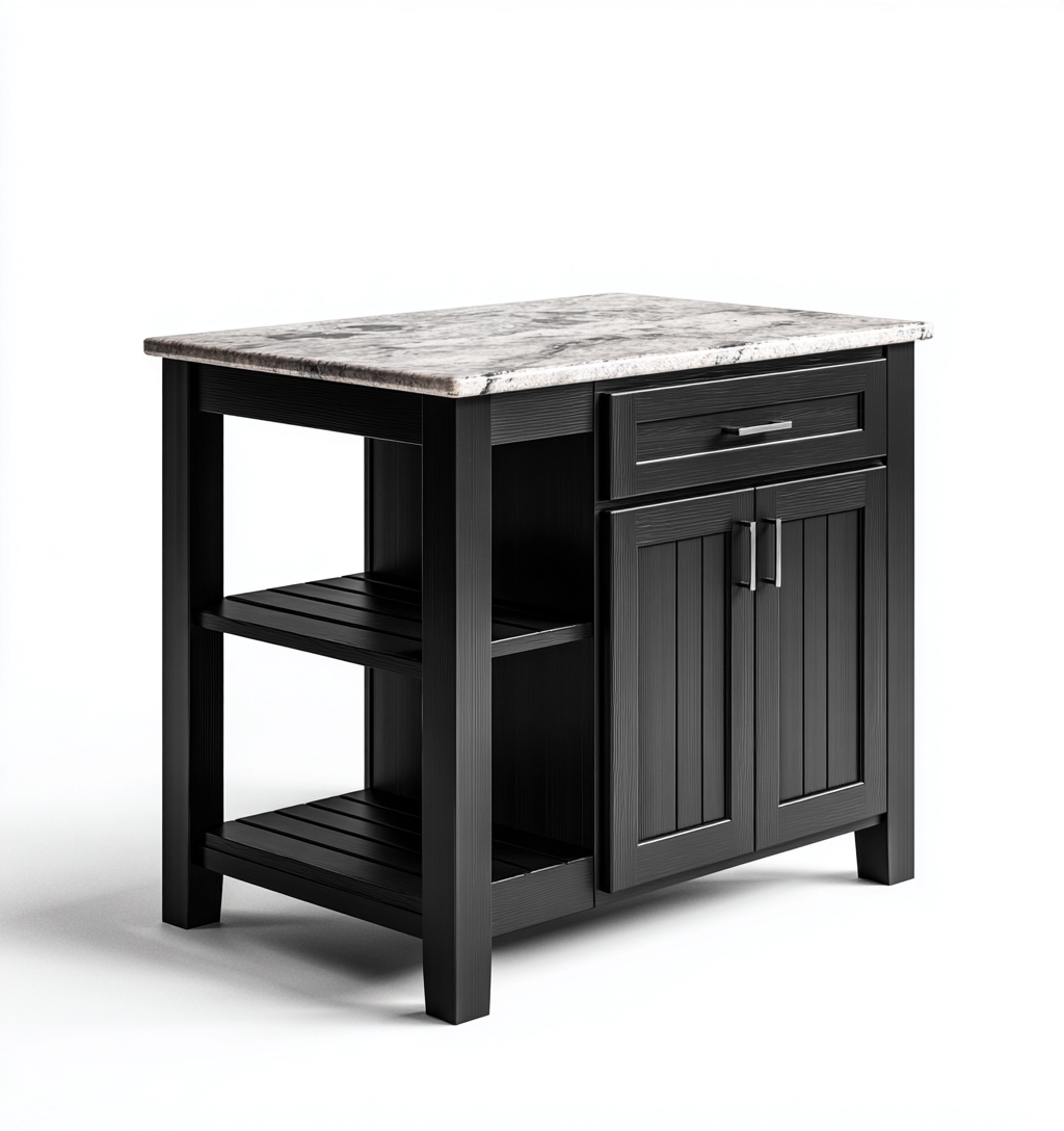 Îlot de cuisine - bois - 110x55x90cm - noir - style moderne-Dadorjahome