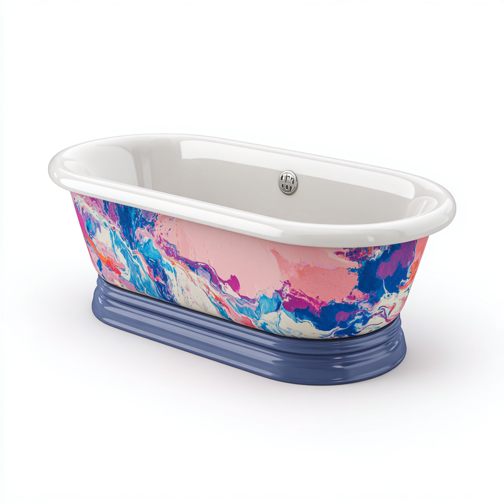Baignoire-Acrylique-165x76x59cm-Blanc-Bleu-Rose-Style artistique-Dadorjahome