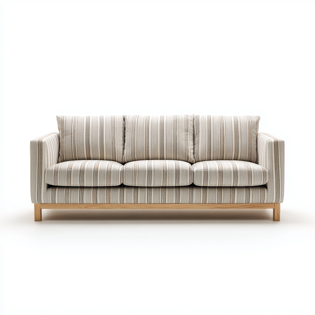Canapé 3 places-tissu bois-198x90x84cm-beige-marron-style scandinave-Dadorjahome