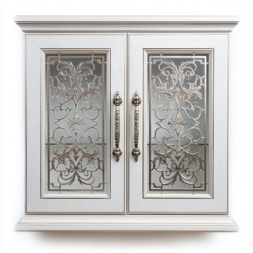Rangement de salle de bain-bois massif-verre trempe-64x22x70 cm-blanc patine-style classique-Dadorjahome