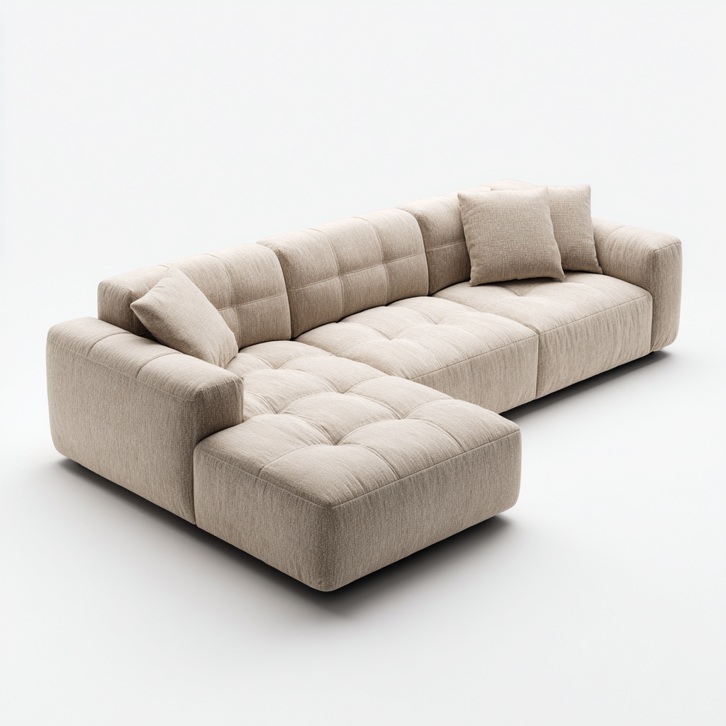 Canapé d'angle-tissu-bois-278x186x84cm-Beige-style moderne-Dadorjahome