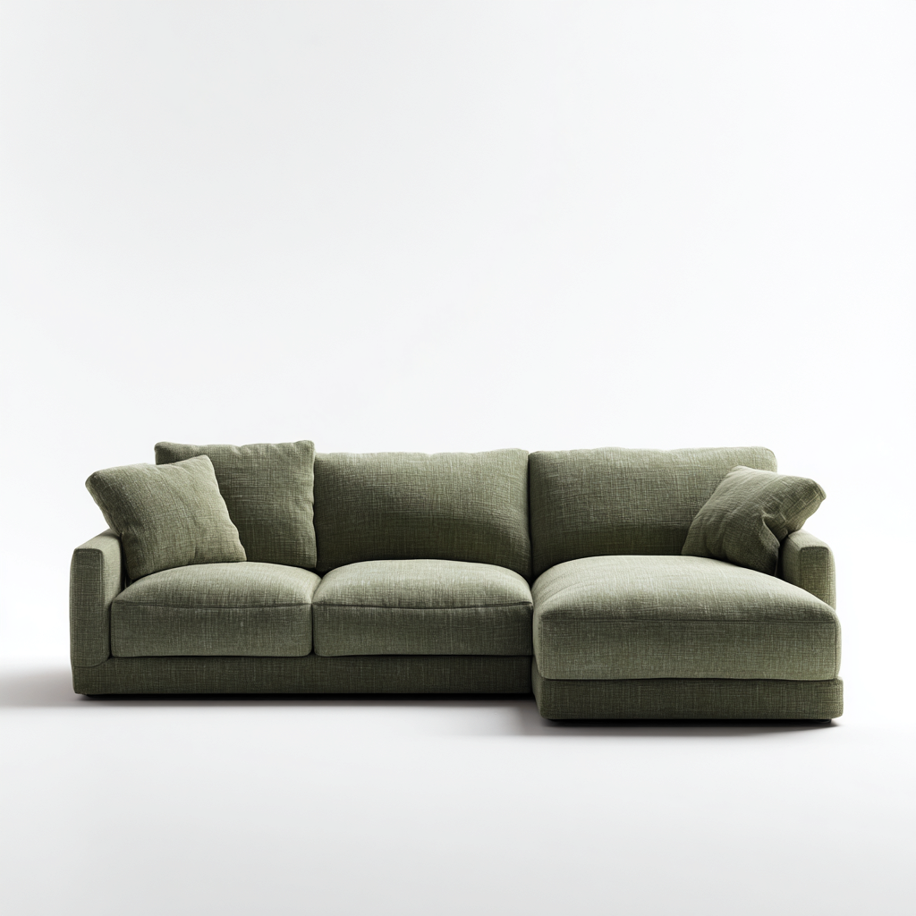 Canapé d'angle-tissu-bois-268x178x85cm-Vert-style contemporain-Dadorjahome