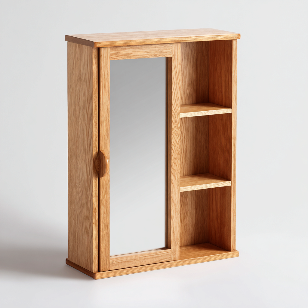 Rangement de salle de bain-Bois-Miroir-50x15x70cm-bois naturel-style classique-Dadorjahome