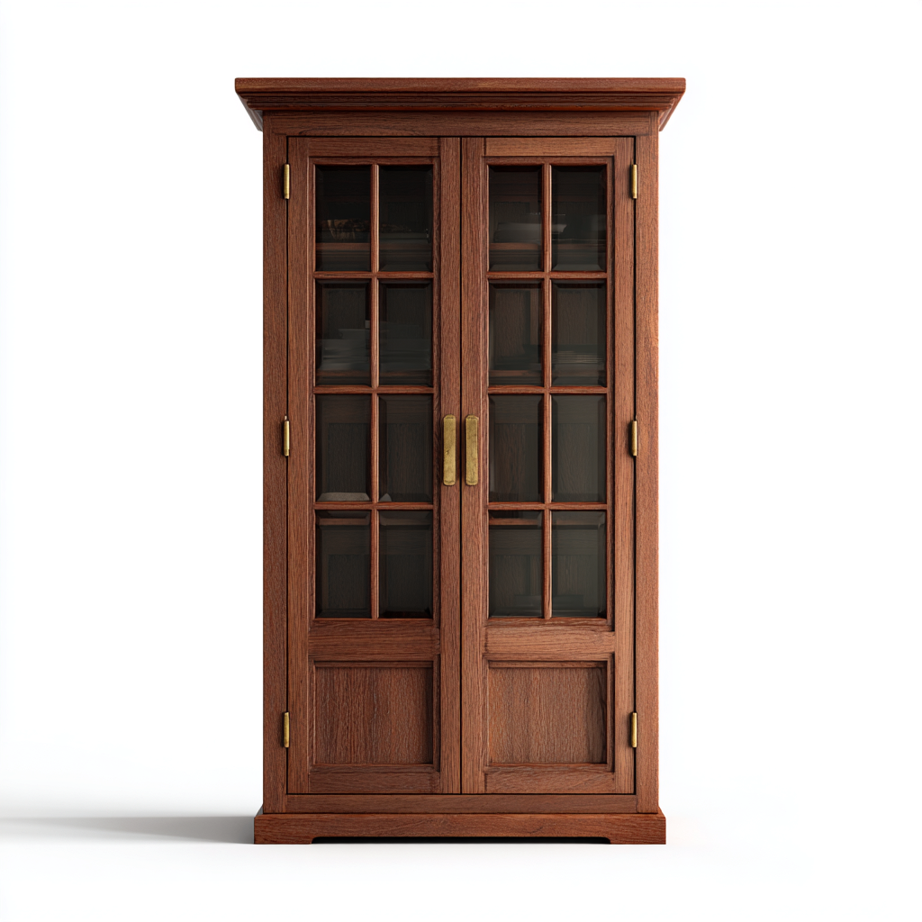 Vitrine - bois - verre - 90x45x185 cm - bois foncé - style classique pour salon ou salle à manger-Dadorjahome