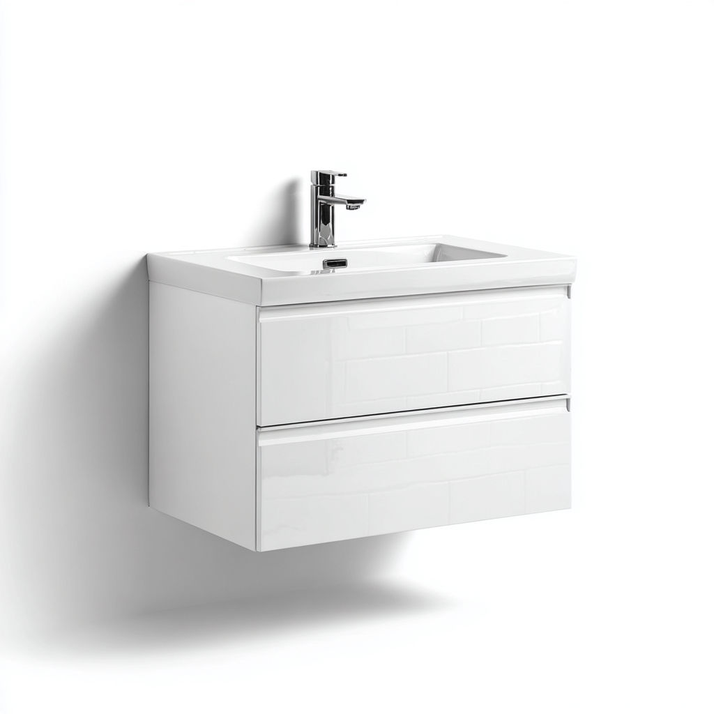 Meuble vasque - MDF-ceramique - 80x48x55cm - blanc - design moderne-Dadorjahome