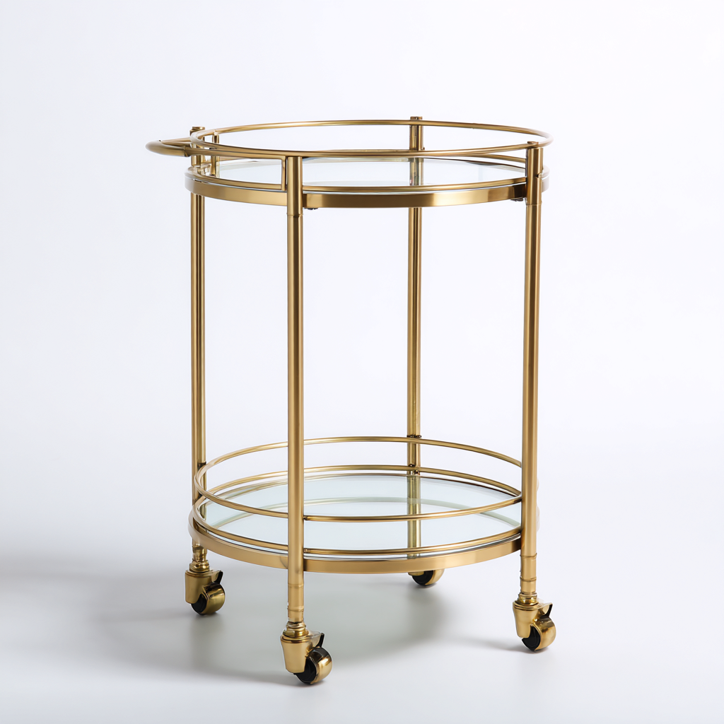 Dessertes et chariots - Desserte chariot - métal-verre - 50x50x76 cm - doré-transparent - style élégant-Dadorjahome