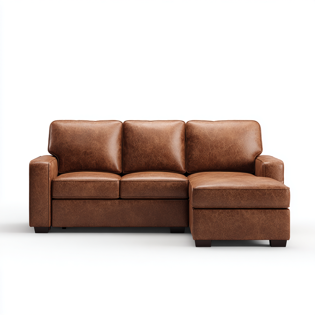Canapé d'angle-cuir-bois-246x172x86cm-Marron-style contemporain-Dadorjahome