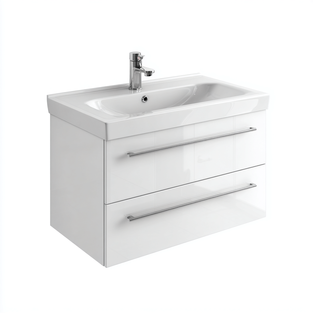 Meuble vasque - MDF-ceramique - 90x48x55cm - blanc - design moderne-Dadorjahome