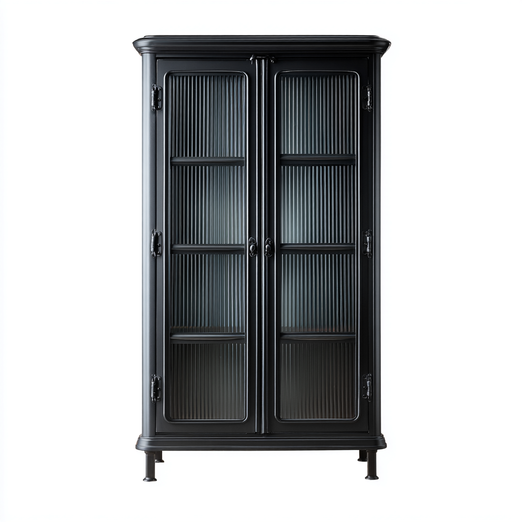Vitrine - métal - verre - 95x45x185 cm - noir - style industriel pour salon ou salle à manger-Dadorjahome