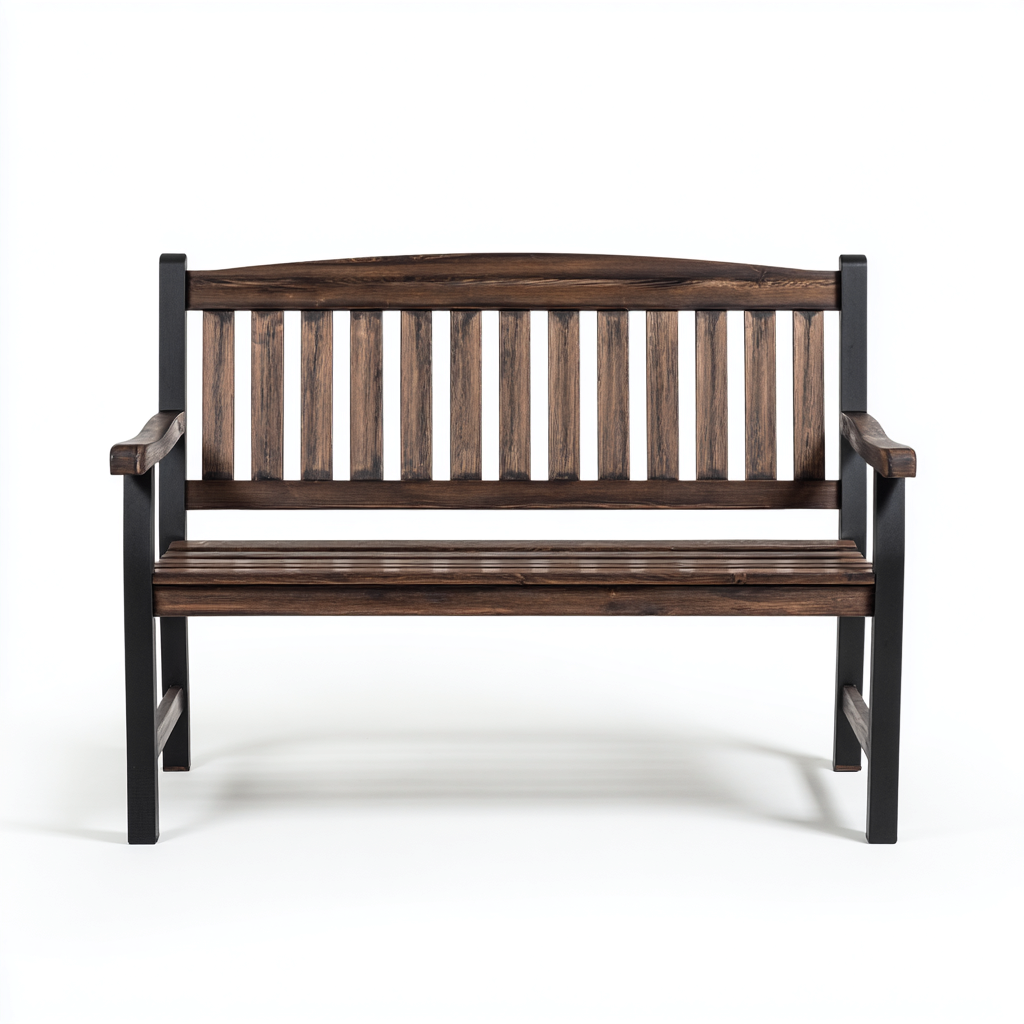 Banc de jardin - Bois-Métal - 145x55x85 cm - Marron-Noir - Style contemporain-Dadorjahome