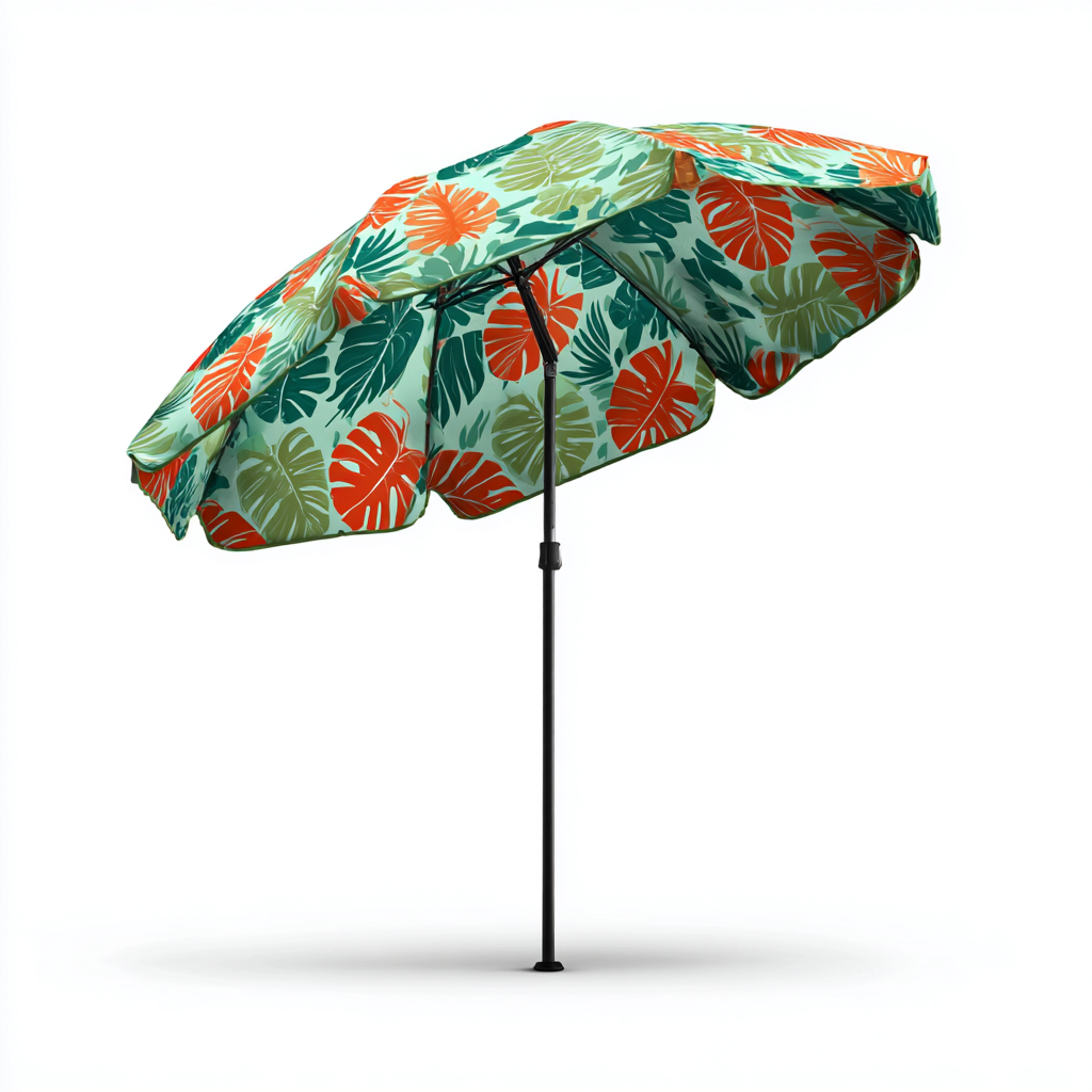 Parasol de jardin - Métal-Tissu - 260x260x245cm - Vert-Orange - Style tropical extérieur-Dadorjahome