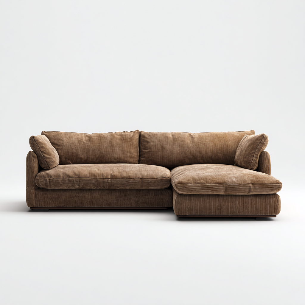 Canapé d'angle-tissu velours cotele-bois-272x182x88cm-Marron-style classique-Dadorjahome
