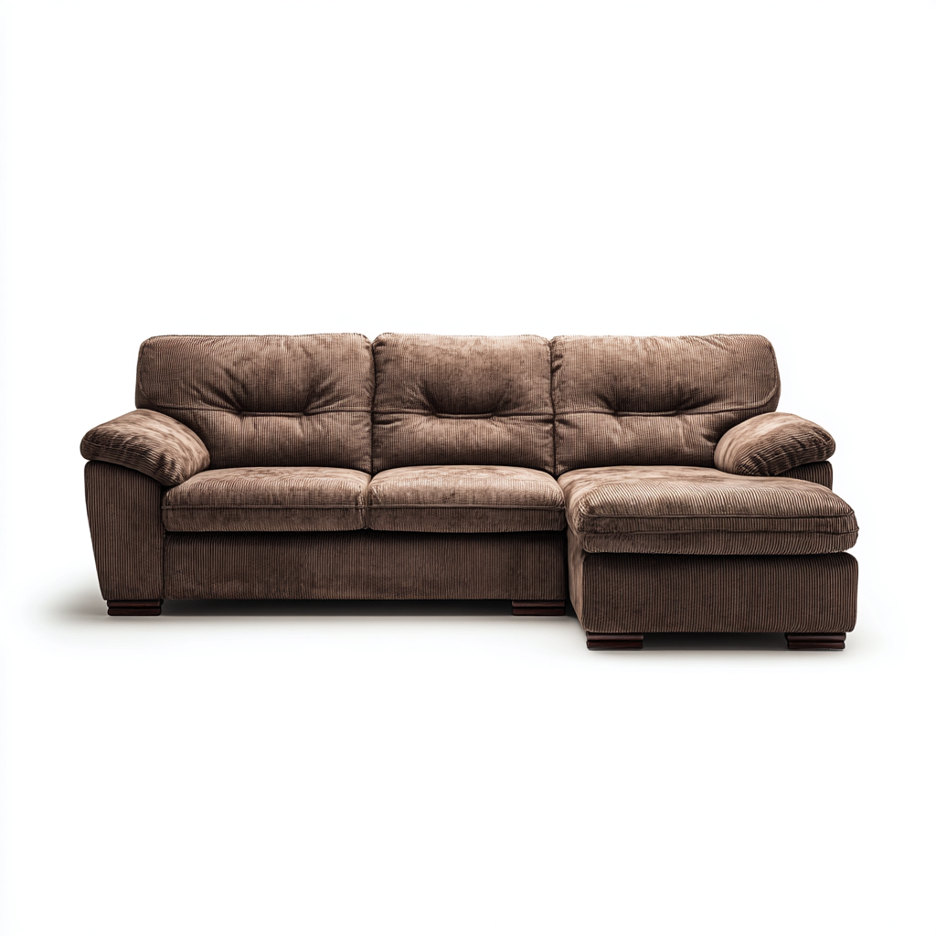 Canapé d'angle-tissu velours cotele-bois-268x178x90cm-Marron-style classique-Dadorjahome