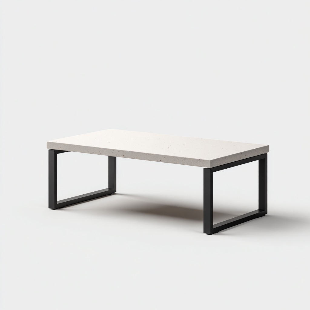 Table basse-pierre artificielle-metal-122x68x35cm-blanc-noir-style moderne-Dadorjahome