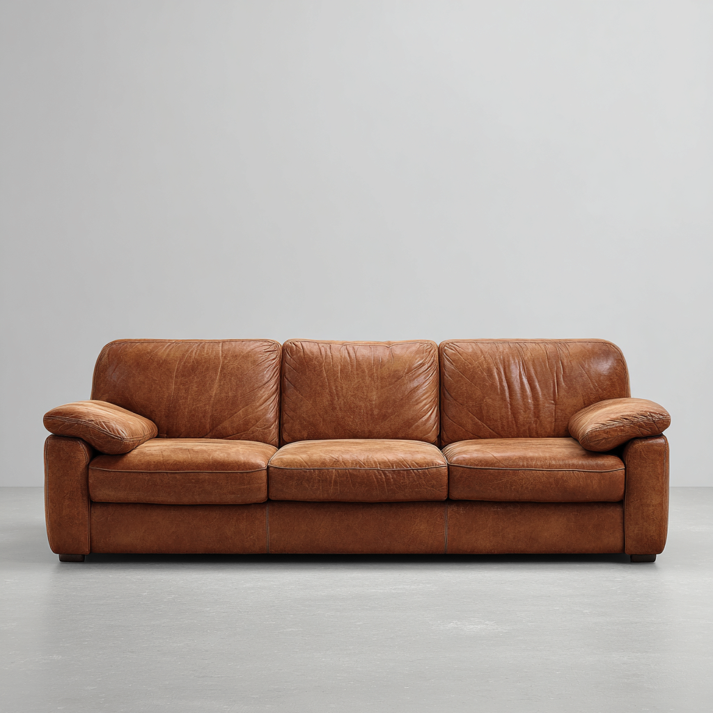 Canapé 3 places-cuir bois-218x96x88cm-marron-style moderne-Dadorjahome