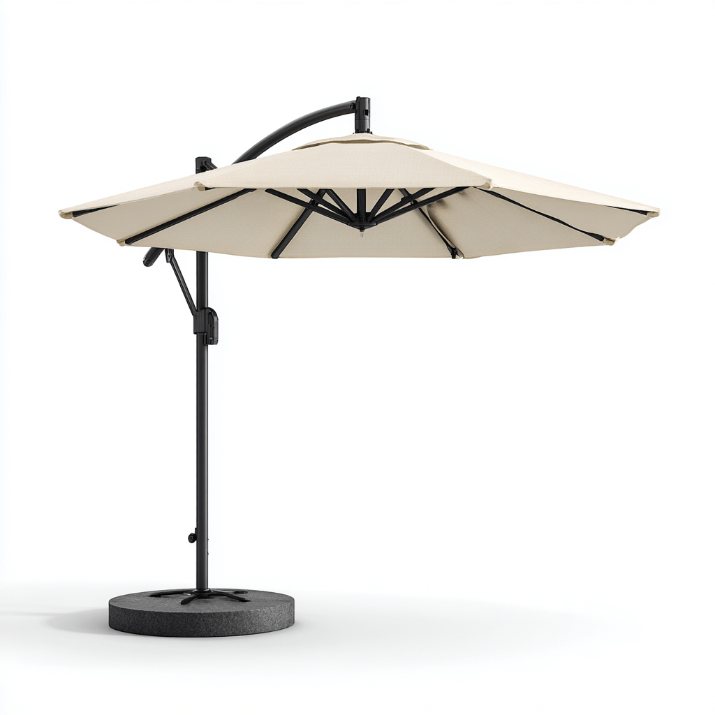Parasol de jardin - Métal-Tissu - 285x285x255cm - Beige-Noir - Style moderne extérieur-Dadorjahome