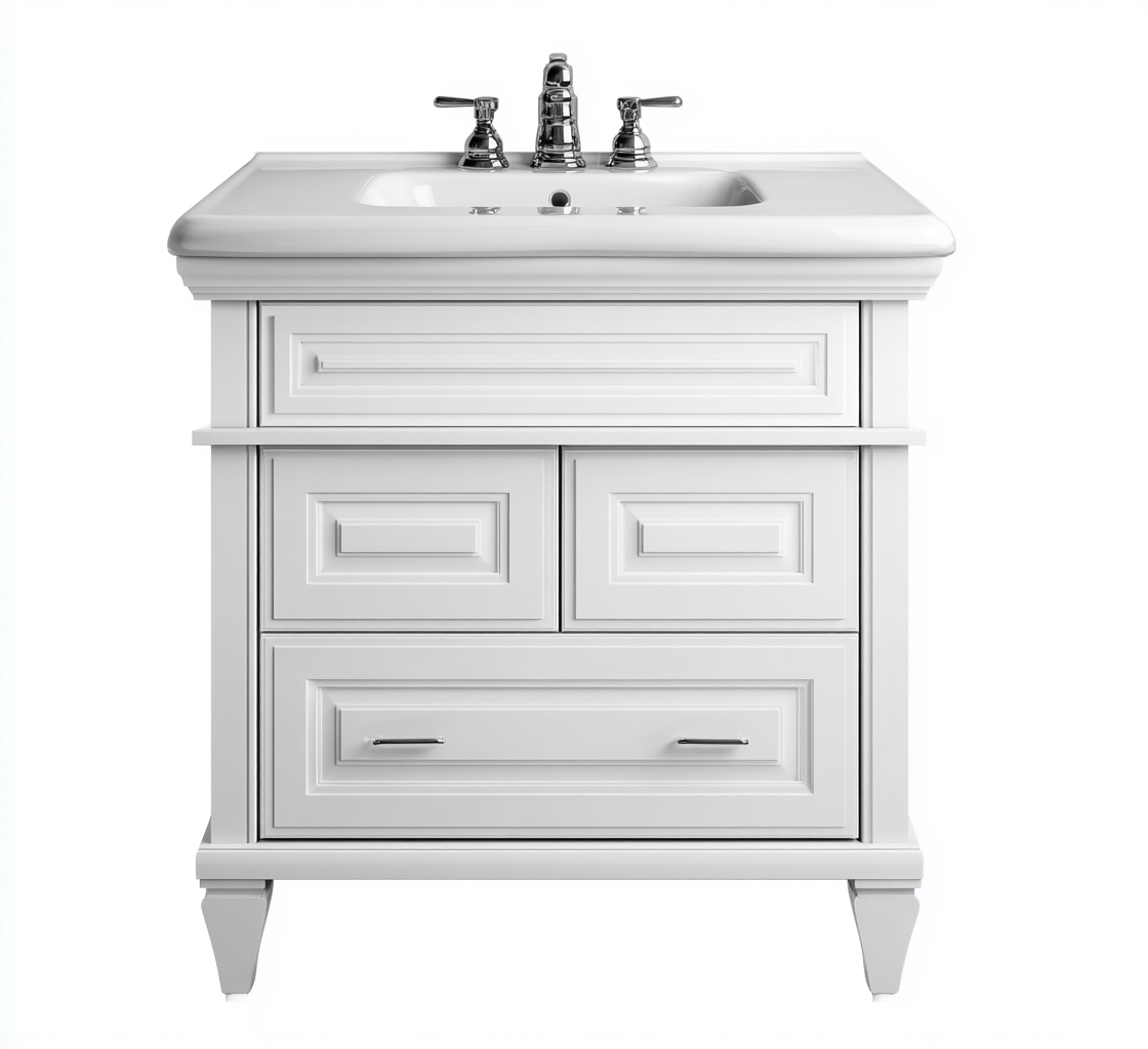 Meuble vasque - MDF-ceramique - 85x48x88cm - blanc - design classique-Dadorjahome