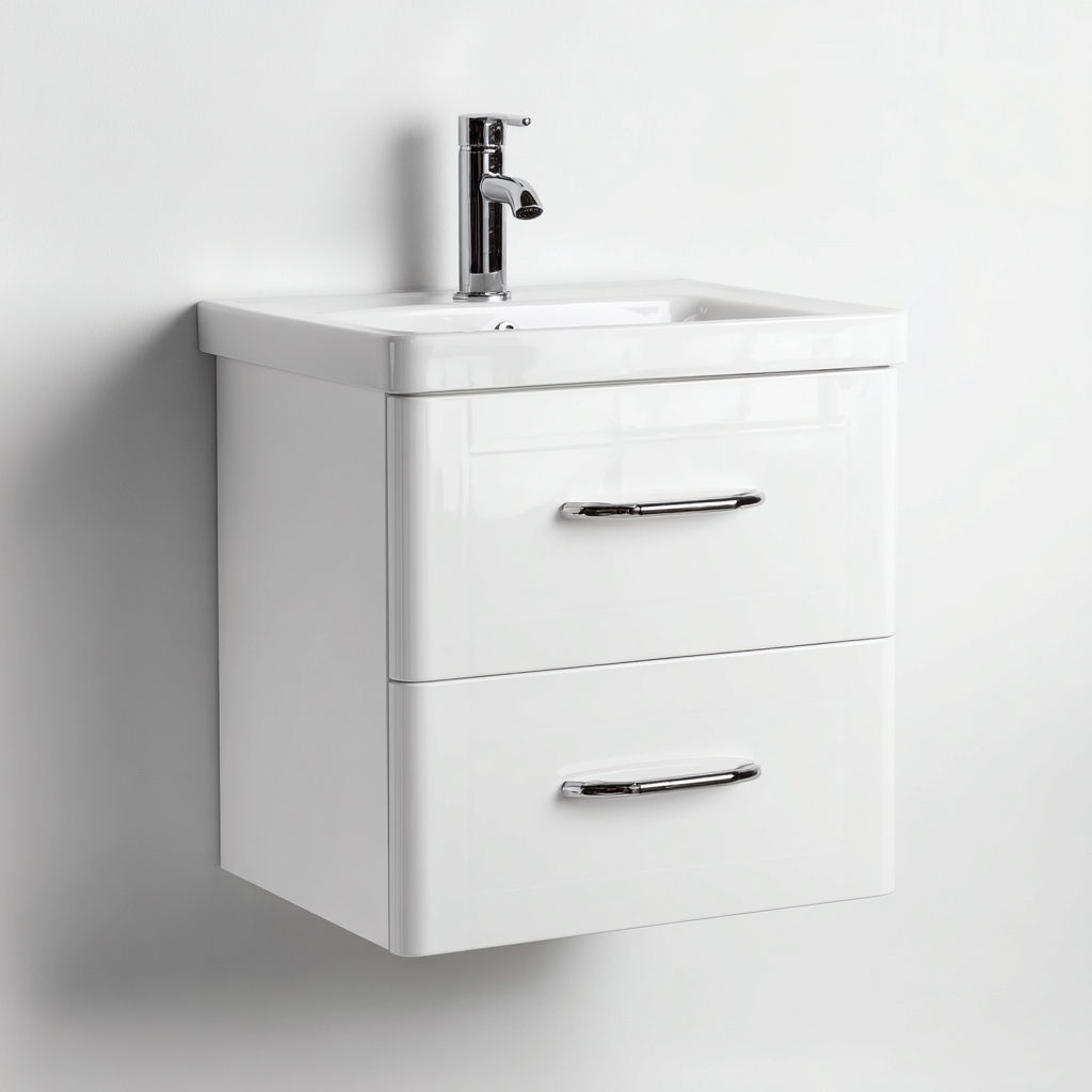 Meuble vasque - MDF-ceramique - 70x48x55cm - blanc - design moderne-Dadorjahome