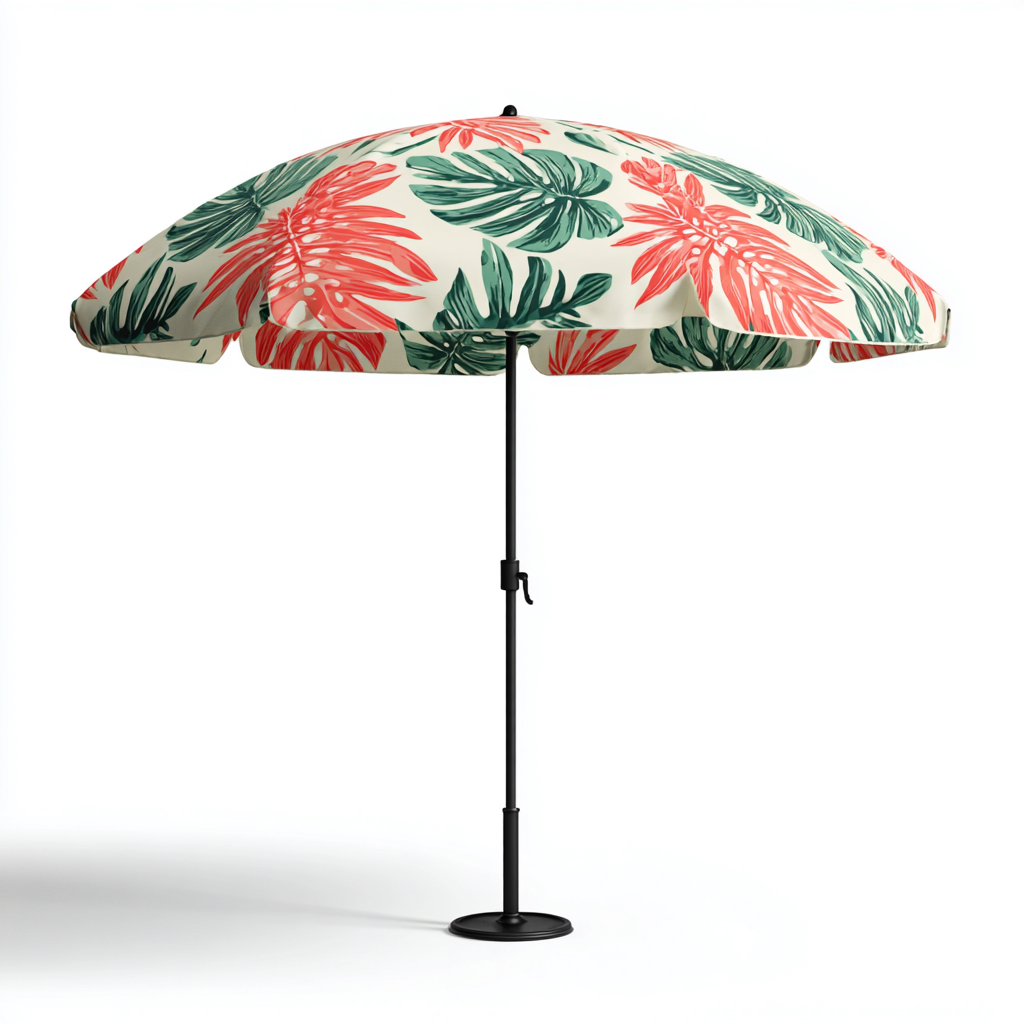 Parasol de jardin - Métal-Tissu - 265x265x245cm - Vert-Orange-Blanc - Style tropical extérieur-Dadorjahome