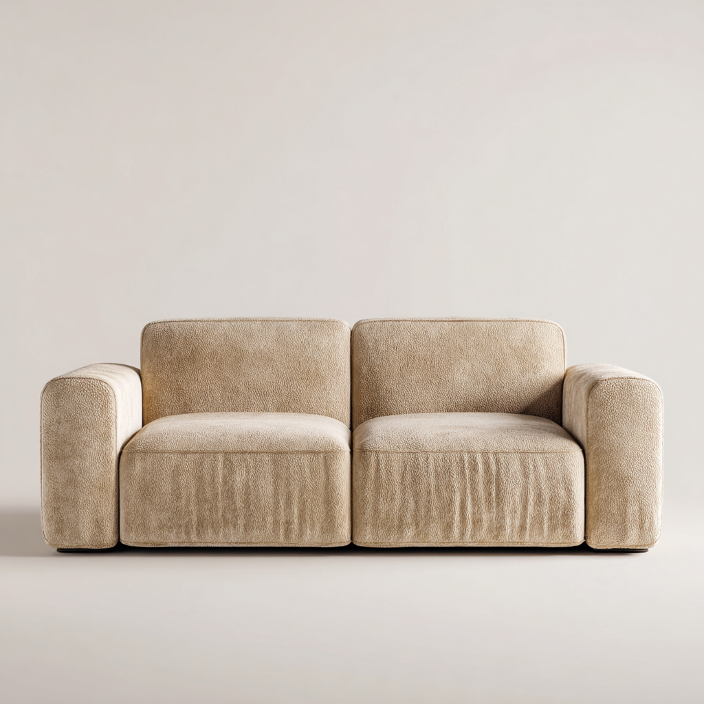 Canapé 3 places-tissu boucle bois-204x98x78cm-beige-style contemporain-Dadorjahome