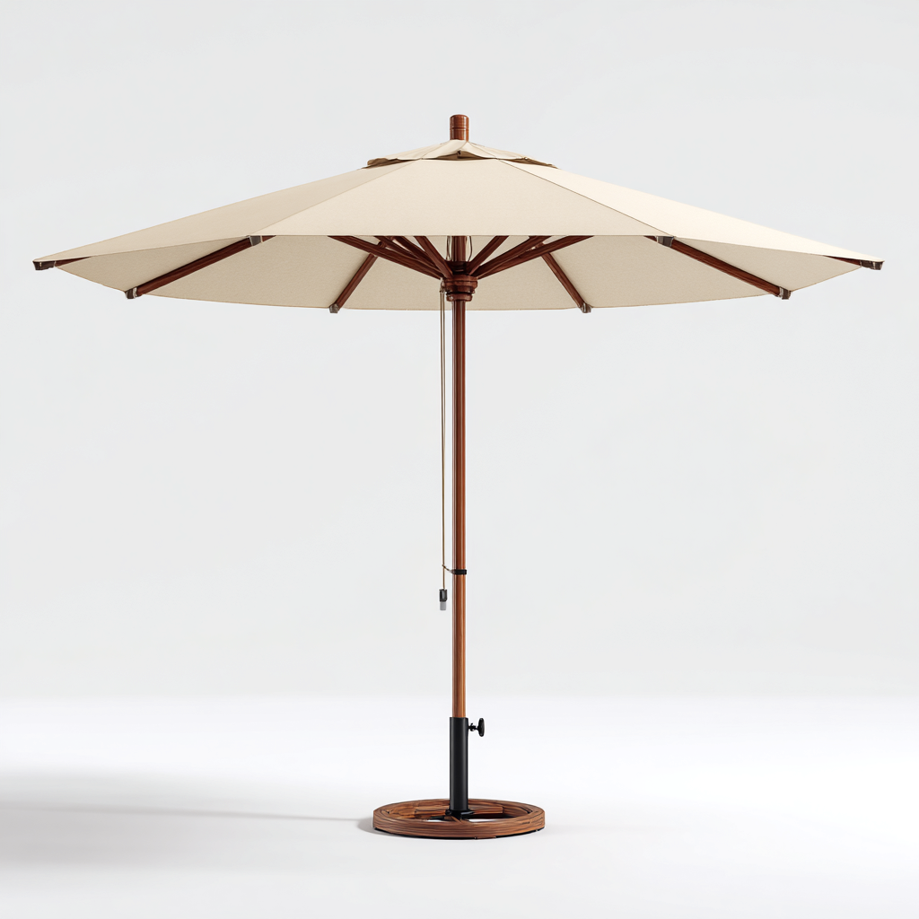 Parasol de jardin - Bois-Tissu-Métal - 305x305x258cm - Beige - Style classique extérieur-Dadorjahome