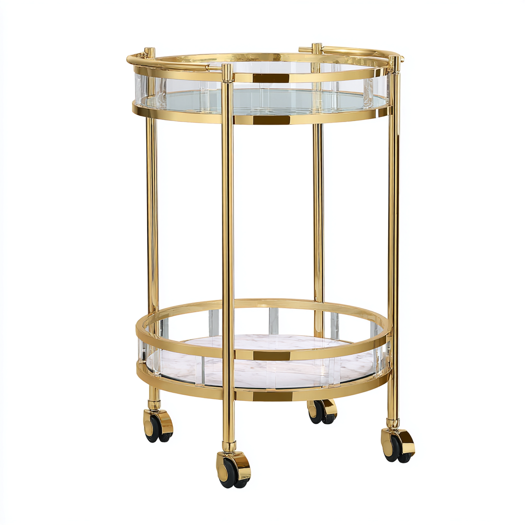 Dessertes et chariots - Desserte chariot - métal-verre - 48x48x78 cm - doré-transparent - style contemporain-Dadorjahome