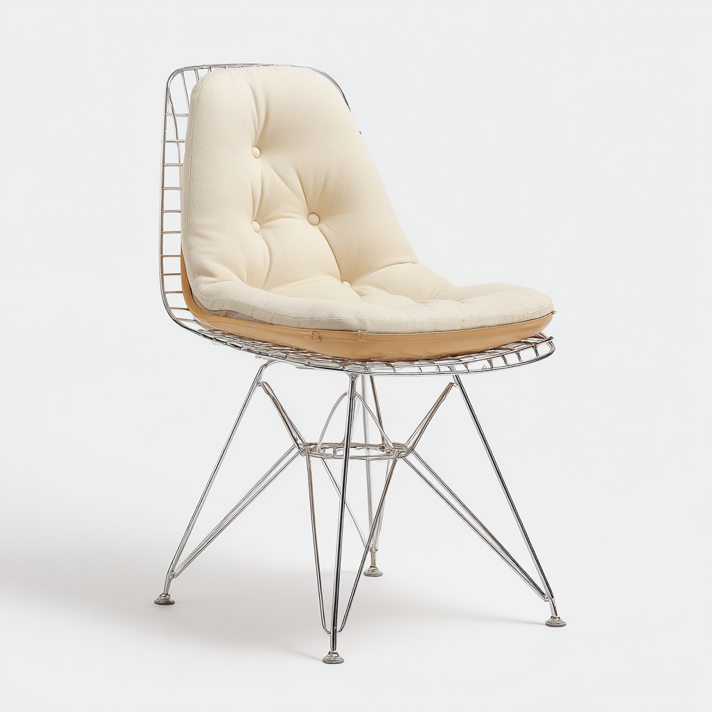 Chaise de jardin-metal-tissu-56x58x84cm-argent-beige-style moderne-Dadorjahome