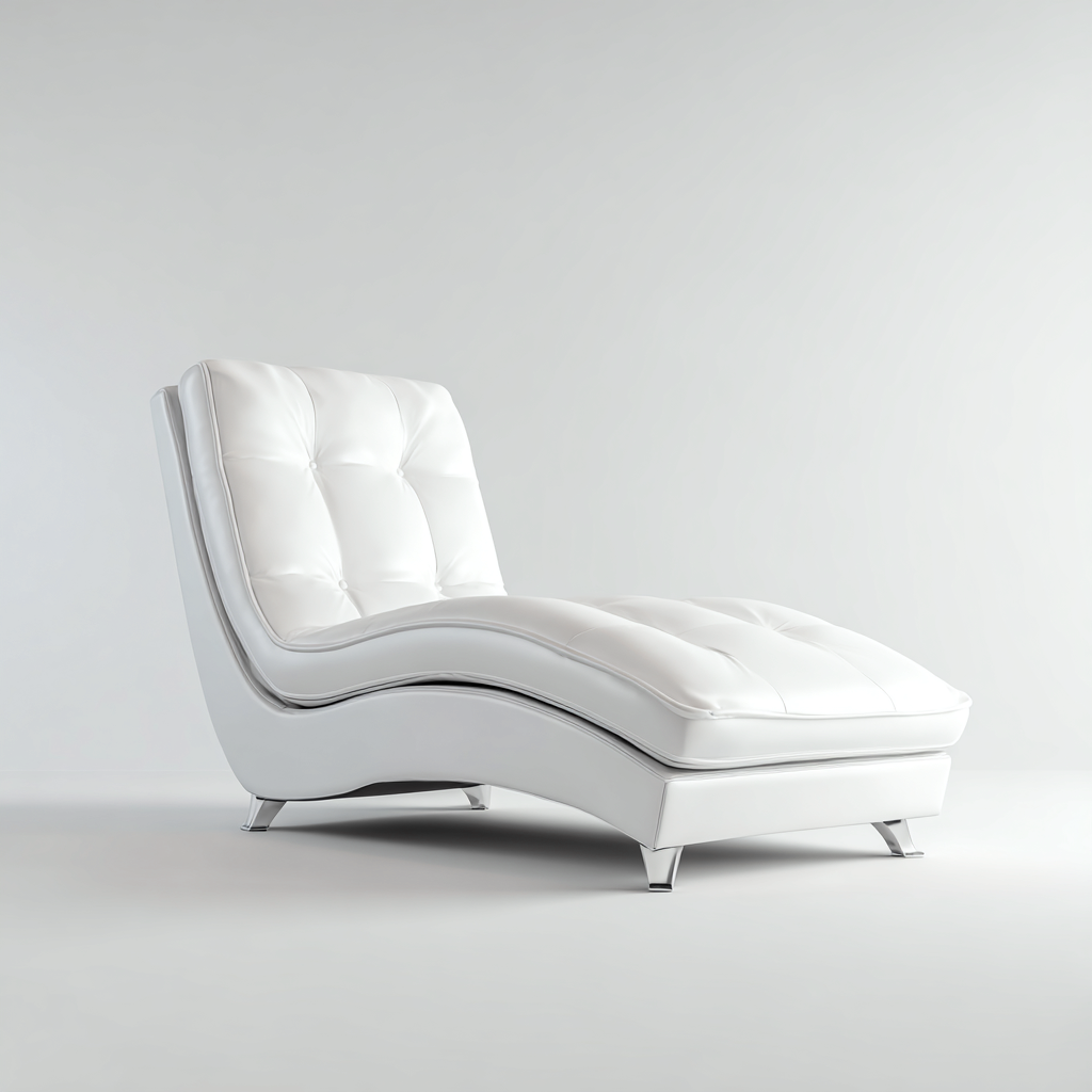 Chaise longue-cuir-metal-172x75x79cm-blanc-style moderne-Dadorjahome