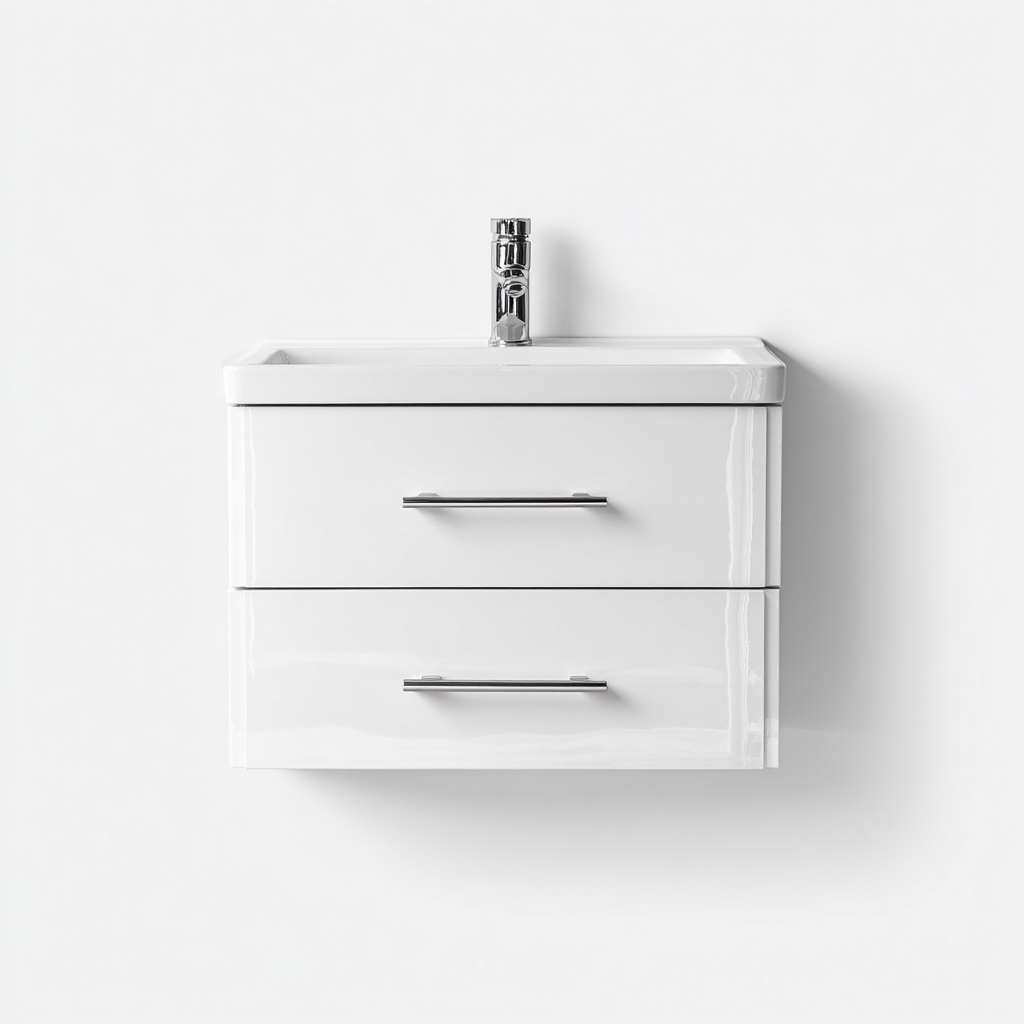 Meuble vasque - MDF-ceramique - 60x46x55cm - blanc - design moderne-Dadorjahome