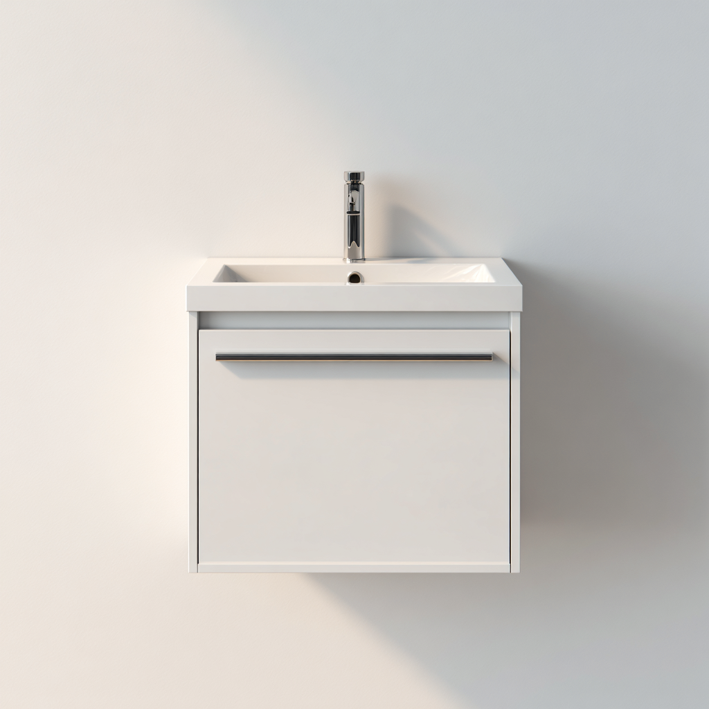 Meuble vasque - MDF-ceramique - 60x46x52cm - blanc - design moderne-Dadorjahome