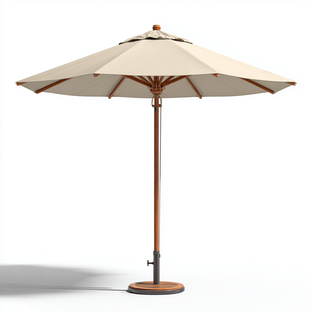 Parasol de jardin - Bois-Tissu-Métal - 300x300x255cm - Beige - Style classique extérieur-Dadorjahome