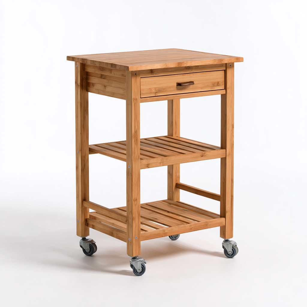 Dessertes et chariots - Desserte chariot - bois - 60x40x85 cm - bois naturel - style classique-Dadorjahome