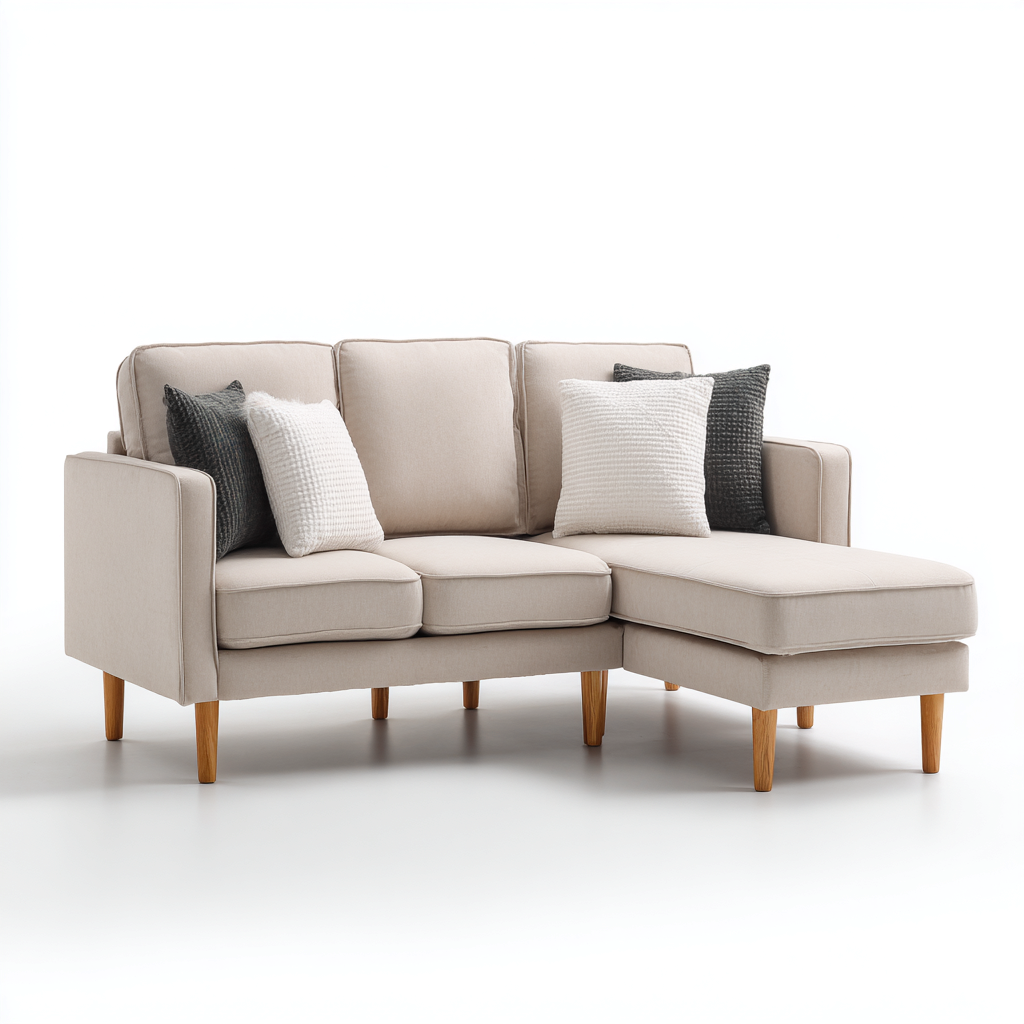 Canapé d'angle-tissu-bois-254x166x85cm-Beige-style scandinave-Dadorjahome