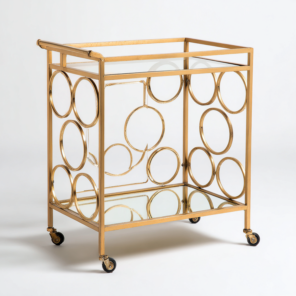 Dessertes et chariots - Desserte chariot - métal-verre - 68x40x78 cm - doré-transparent - style contemporain-Dadorjahome