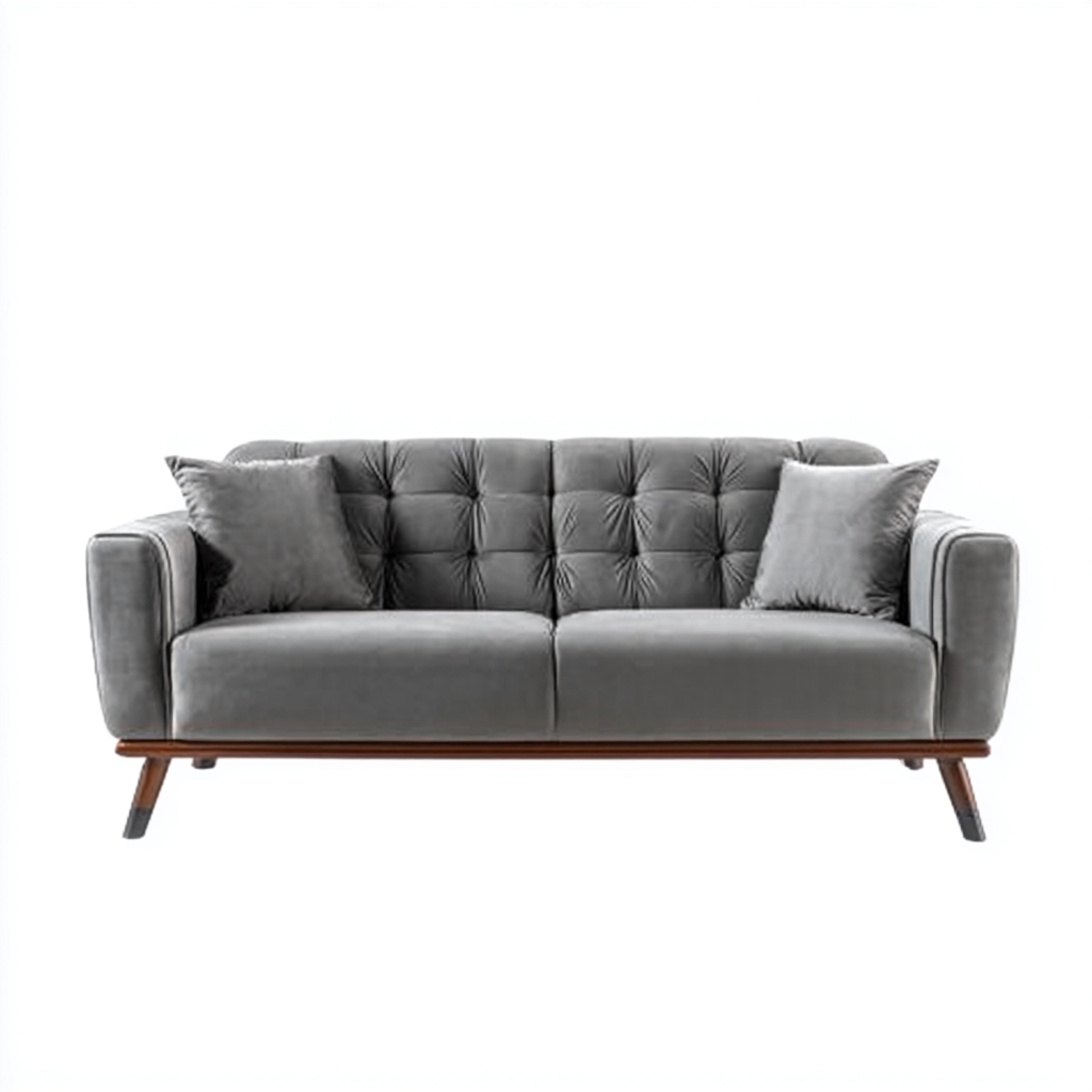Canapé 3 places-tissu velours bois metal-202x88x82cm-gris clair-style moderne-Dadorjahome