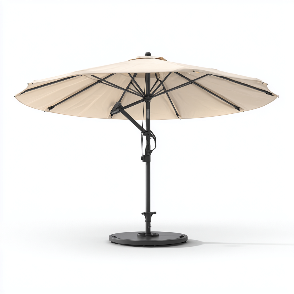 Parasol de jardin - Métal-Tissu - 300x300x260cm - Beige-Noir - Style moderne extérieur-Dadorjahome