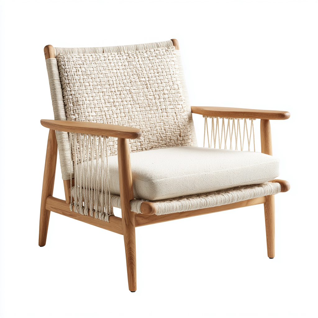 Fauteuil de jardin-bois-tissu-corde-68x72x80cm-beige-bois-style scandinave-Dadorjahome
