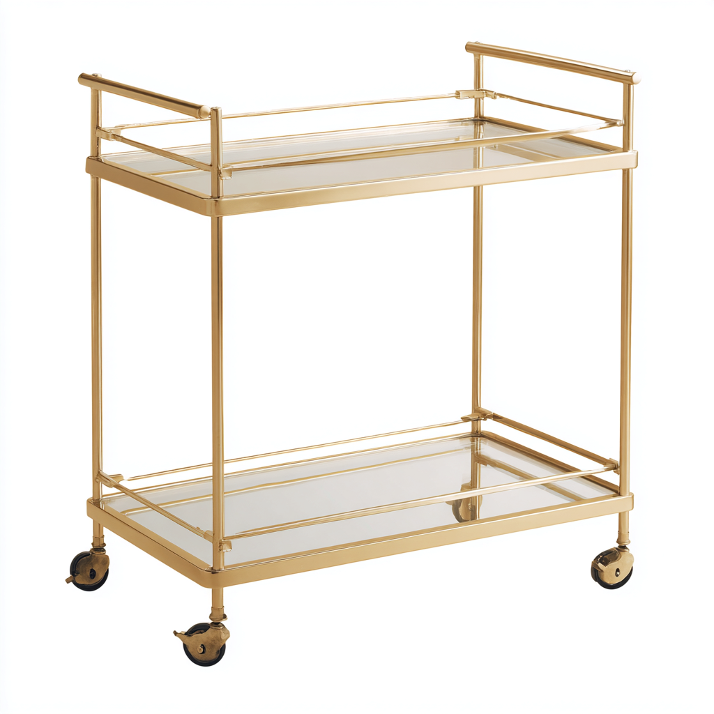 Dessertes et chariots - Desserte chariot - métal-verre - 72x38x82 cm - doré-transparent - style moderne-Dadorjahome