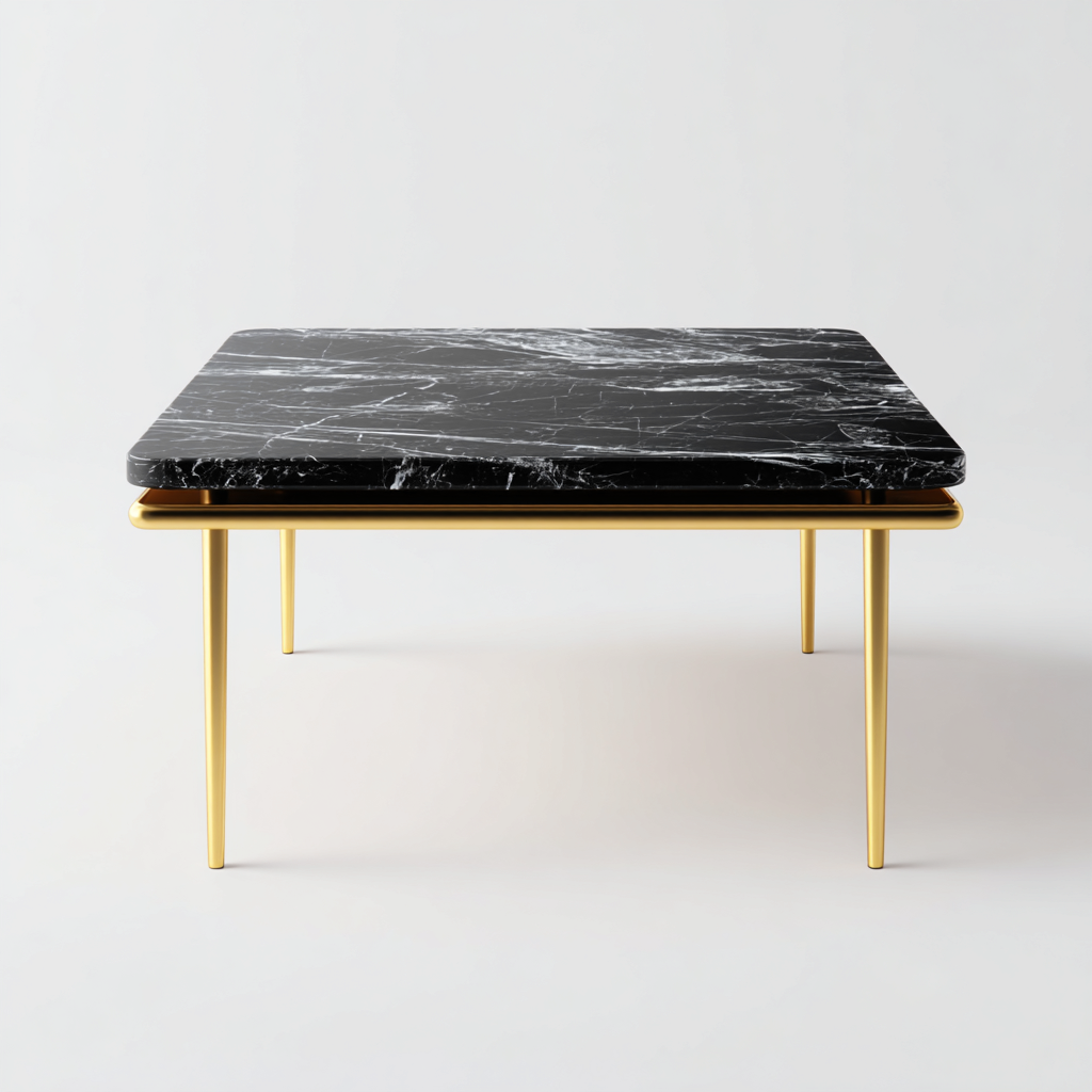 Table basse-marbre artificiel-metal-115x65x38cm-noir-or-style moderne-Dadorjahome