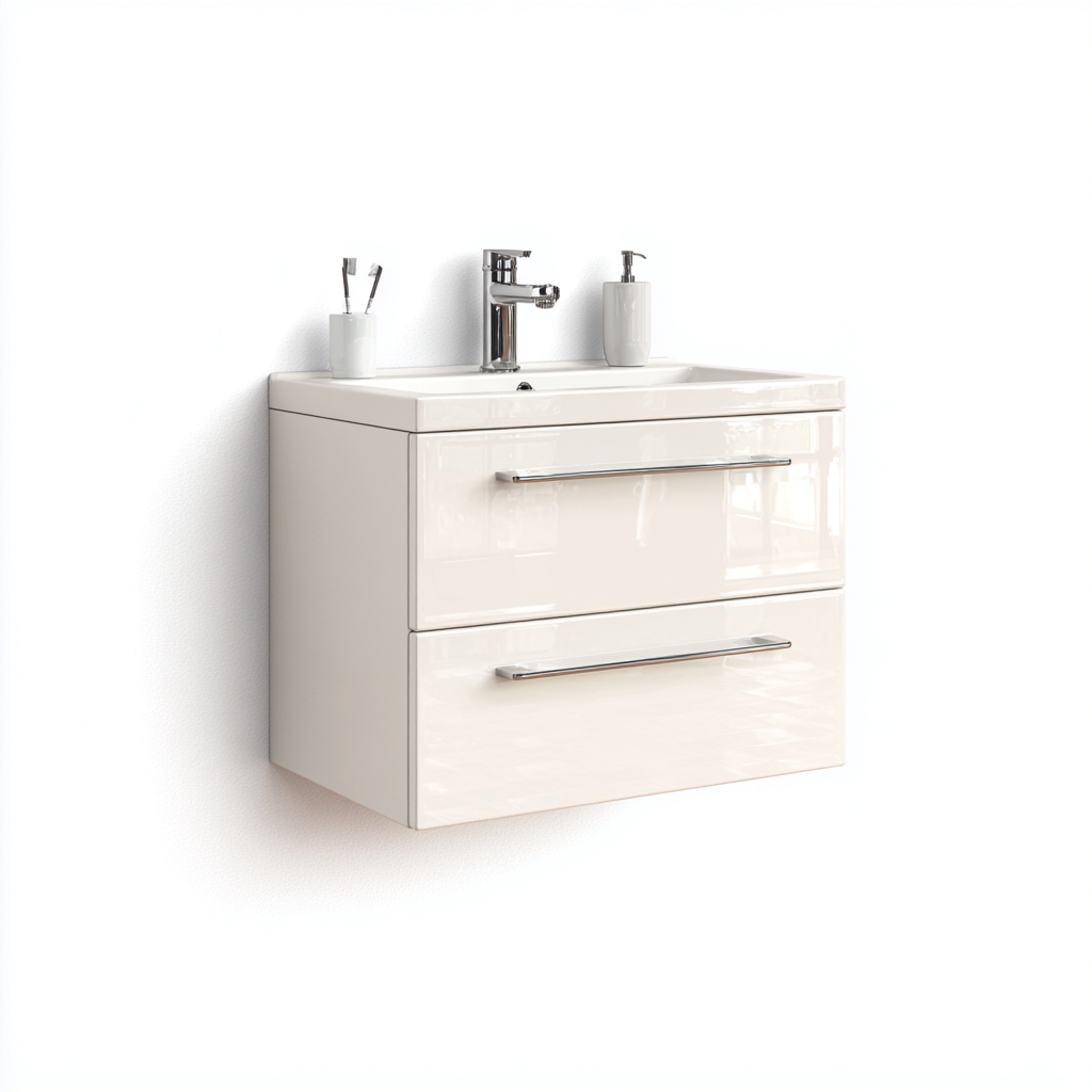 Meuble vasque - MDF-ceramique - 75x48x55cm - blanc - design moderne-Dadorjahome