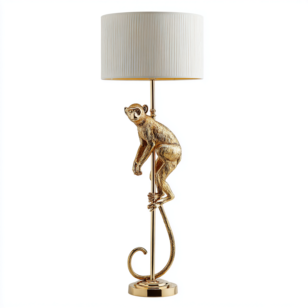 Lampadaire résine métal tissu 40x40x165 cm Doré Décoratif animal-Taraacorner