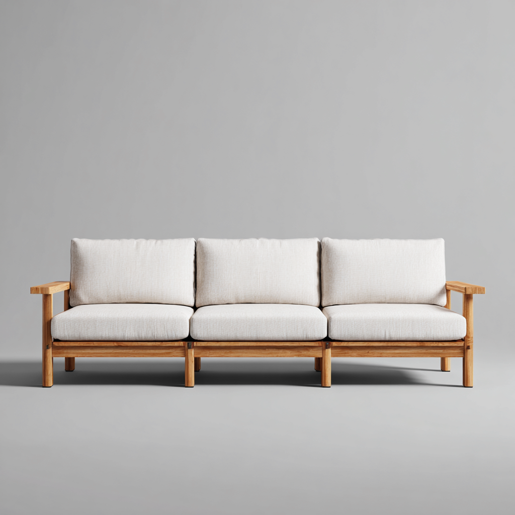 Canapé de jardin 2 places en tissu et bois 180x80x75 cm - beige - design moderne pour extérieur-Taraacorner