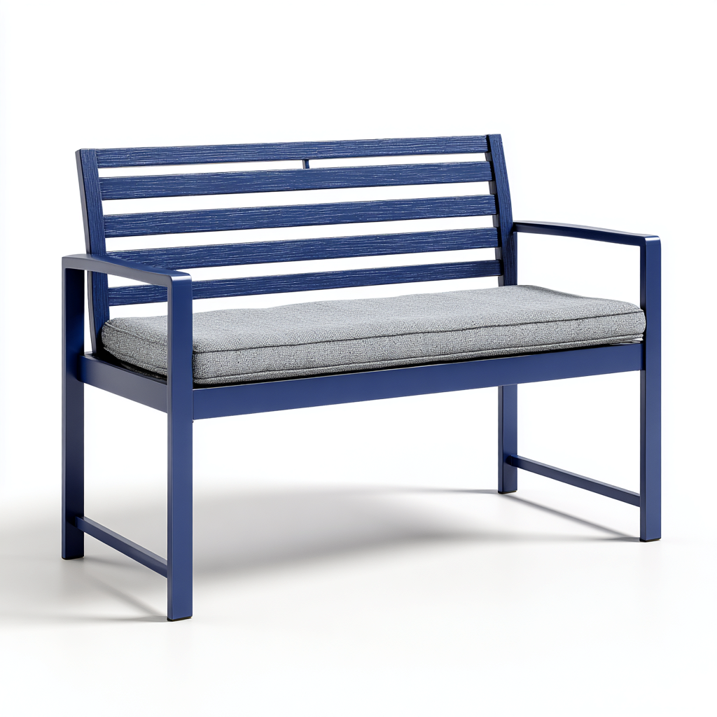 Banc de jardin avec dossier en métal 130x55x85 cm - bleu - design moderne pour extérieur-Taraacorner